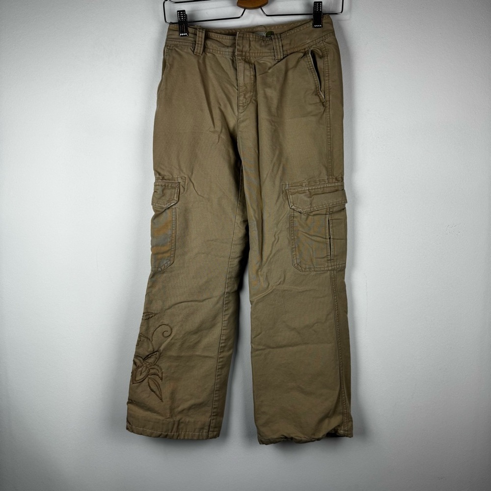 Vintage Old Navy Embroidered Low Rise Tan Cargo Pants, Size 1